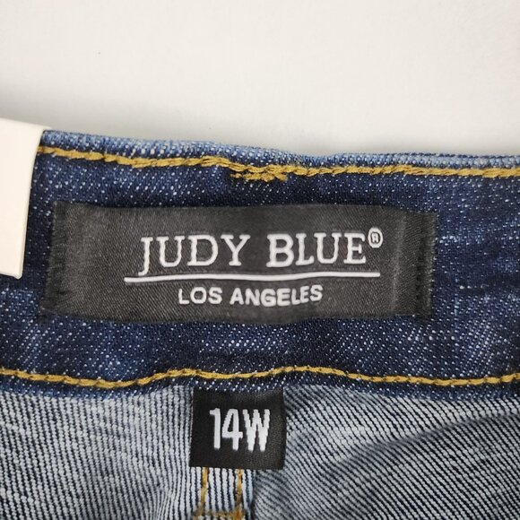 Judy Blue Jeans Womens Plus 14W Blue Tummy Control Skinny Fit Denim (32x27) NWT - Picture 4 of 13